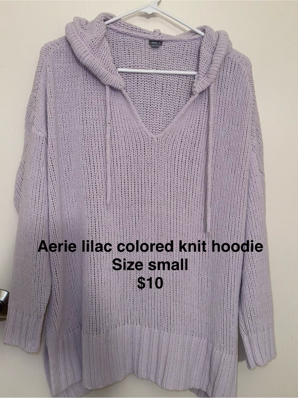 Aerie Brand Lilac V-Neck Knit Oversized Hoodie